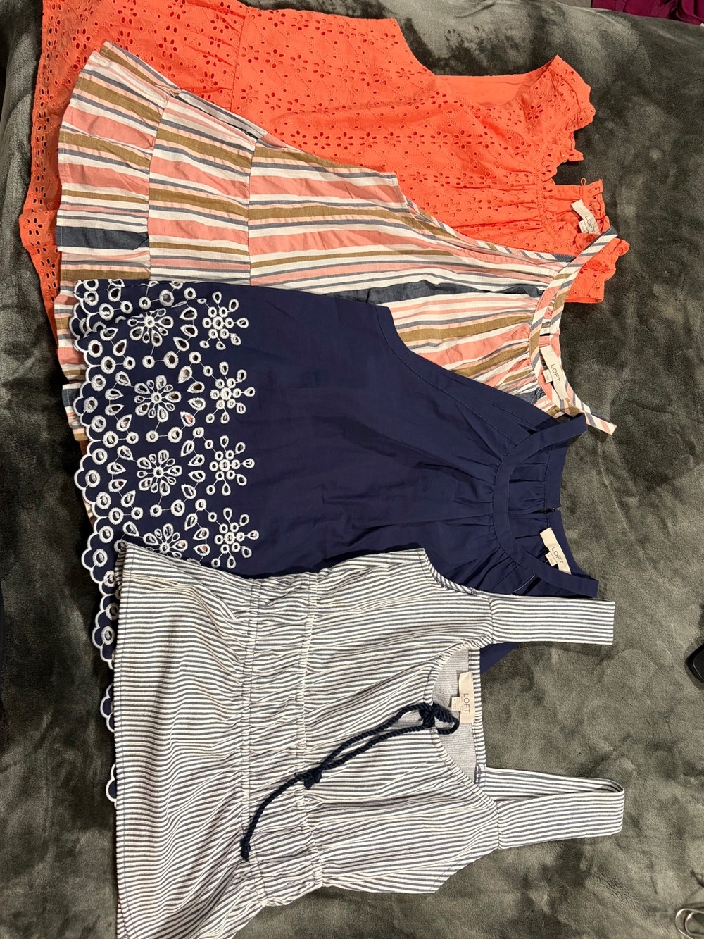 LOFT Coral, Navy, Striped & Blue-White Tank Top Set